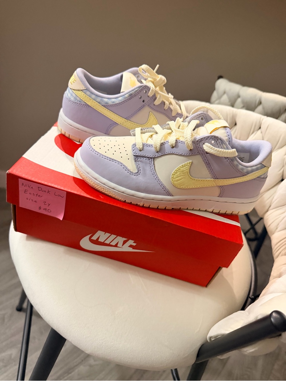 Nike kids Dunk Low Lavender and Pale Yellow Sneakers Easter